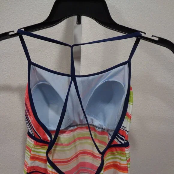 Nike Women's Tankini Swimsuit Top Padded Size 12 Striped - Picture 7 of 15